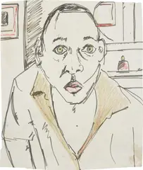 Untitled (Self Portrait) by Henry Taylor, 2008, ink and colored pencil on found paper, offered Feb 2020