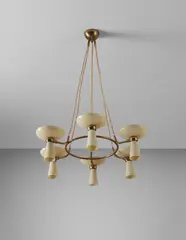 Ceiling light by Stilnovo, circa 1952, Glass, brass, offered May 2020