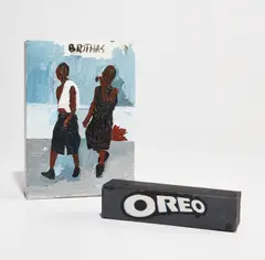 Milwaukee Brothas by Henry Taylor, 2007, oil on cardboard box, in 2 parts, sold Mar 2020