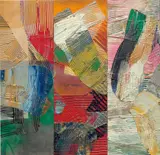 Sam Gilliam, Color Flag, 1993, acrylic on polypropylene mounted to three wooden panels