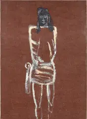 Angela by Julian Schnabel, 1982, oil on rug pad, sold Mar 2020
