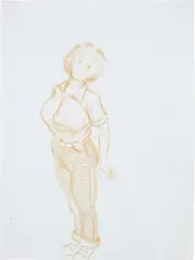 John Currin, Worker, 1993, coloured pencil on paper