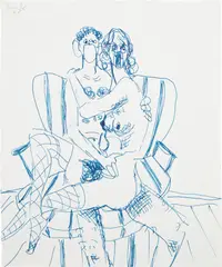 George Condo, Couple Study, 2005, ink on paper