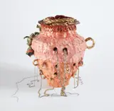 Nicole Cherubini, Ceramic Vase, 2005-2006, ceramic vase with jewelry chains, rings and Lucite