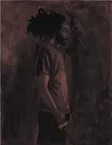 Robert Pruitt, Brother Going to Gleise, 2011, Conté, charcoal and gold leaf on hand-dyed paper