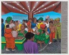 Le Grand-Marche by Chéri Samba, 1984, acrylic on canvas, sold Mar 2020