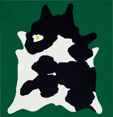 Cowhide/Fried Egg by Math Bass, 2016, gouache on canvas, sold Mar 2020