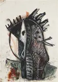 Markus Lüpertz, Untitled (Alice's Head) from the series Alice in Wonderland, 1980-1981, pastel and charcoal on paper