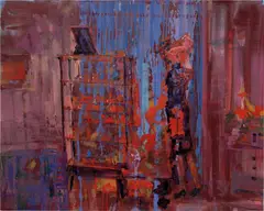 Hannah Shgullyah as Maria Braun in the Drunken Dorothy Mallon's Daddy Death Scene From "Written on the Wind" by Angela Dufresne, 2006, oil on panel, sold Mar 2020