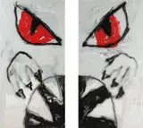 Robert Nava, The Tunnel, 2019, acrylic and spray paint on canvas, diptych