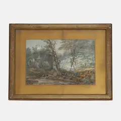... Brierley, Fairies in a woodland, with a sleeping princess, watched by two snails and a snake,, watercolour