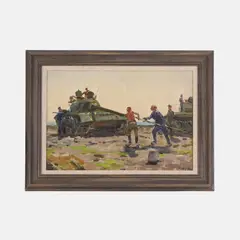 Anna Cherednichenko, Cleaning the barrel, oil on board