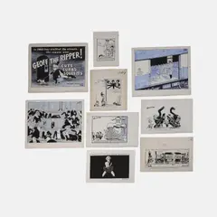 Michael Cummings, circa 1964 and later, a group of satirical cartoons, pen and ink and watercolour heightened with white