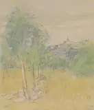 Diana Armfield, Landscape at Cahors, pastel