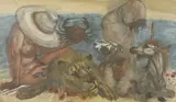 Henry Richard Bird, Signs of the Zodiac - Cancer, Leo and Virgo, mixed media on paper