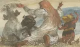 Henry Richard Bird, Signs of the Zodiac - Aries, Taurus and Gemini, mixed media on paper