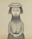 L. S. Lowry, Woman with a Beard, 1975, offset lithograph in colours