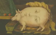 Ronald Ferns, Pig face, oil on board