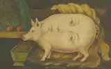 Ronald Ferns, Pig face, oil on board