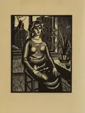 Ethelbert White, Woman by a Window, circa 1926, woodcut