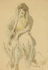 Ethelbert White, A group of nine portrait and figures studies, pencil and watercolour