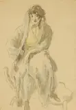 Ethelbert White, A group of nine portrait and figures studies, pencil and watercolour