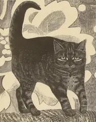Sheila Robinson, Black Tabby, wood engraving