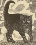 Sheila Robinson, Black Tabby, wood engraving