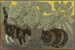 Richard Bawden, Broccoli Rendezvous, linocut in colours
