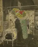 Sheila Robinson, Spice Market, Istanbul, woodcut in colours