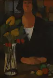 Duffy Ayers, Figure with Fruit and Flowers, oil on canvas laid on board