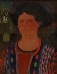 Duffy Ayers, Smiling Woman, oil on board