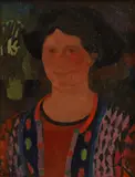 Duffy Ayers, Smiling Woman, oil on board