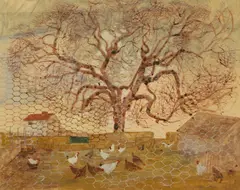 Walter Hoyle, Chicken coop, ink and gouache