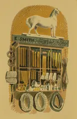 Eric Ravilious, Saddler and Harness Maker, lithograph in colours