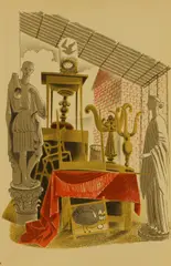 Eric Ravilious, Second-hand Furniture and Effects, lithograph in colours