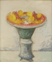 Ottone Rosai, Still life of potpourri in a jardinière, oil on board