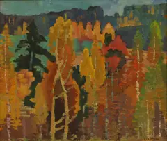 Viktor Templin, Autumn Forest, oil on board