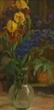 Elena Dubinetskaya, Still life of a vase of flowers, oil on canvas