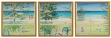 Keith Michell, Triptych of terrace with a view of Glenelg Beach, Adelaide, Australia, acrylic on board