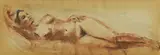 Keith Michell, Reclining nude, pen and ink and washes