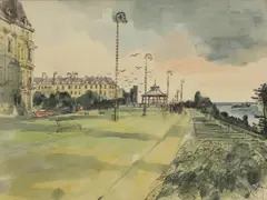 The Leas, Folkestone by Robert Tavener, pen and ink and watercolour, sold Mar 2026