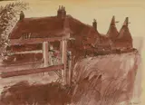 Robert Tavener, Oast and Farm, pen and ink and watercolour