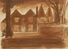 Robert Tavener, House and Oast, watercolour