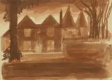 Robert Tavener, House and Oast, watercolour
