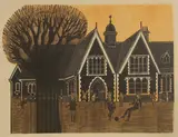 Robert Tavener, Village School (No.1), lithograph in colours