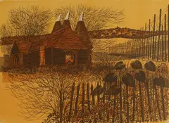 Robert Tavener, Old Barn and Farm near Tenterden, Kent' and 'Oasthouse and Hop Gardens, both signed 'Robert Tavener' in pencil l.r.