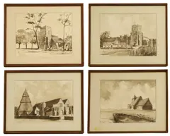 Richard Walker, A group of four paintings of Kent churches, watercolour
