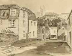 Richard Walker, St Leonards over Hythe, pen and ink and wash