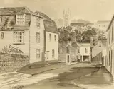 Richard Walker, St Leonards over Hythe, pen and ink and wash